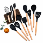 ست کفگیر و ملاقه سیلیکونی 12 پارچه Kitchen & dining مدل دسته چوبی Original