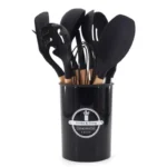 ست کفگیر و ملاقه سیلیکونی 12 پارچه Kitchen & dining مدل دسته چوبی Original - تصویر 8